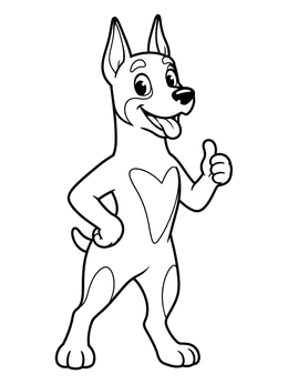 Free printable Happy Cartoon Doberman Giving Thumbs Up coloring page