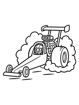 Free printable Cartoon Dragster With Tire Smoke coloring page