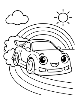 Free printable Happy Cartoon Drift Car coloring page