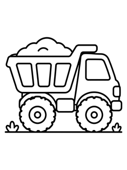 Free printable Cartoon Dump Truck With Dirt coloring page