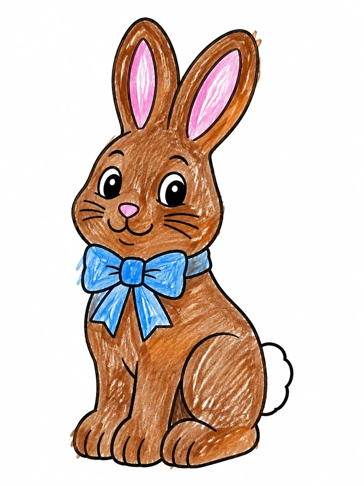 Colored example of the Cute Easter Bunny With Bow Tie coloring page