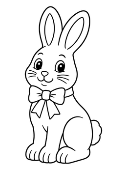 Free printable Cute Easter Bunny With Bow Tie coloring page