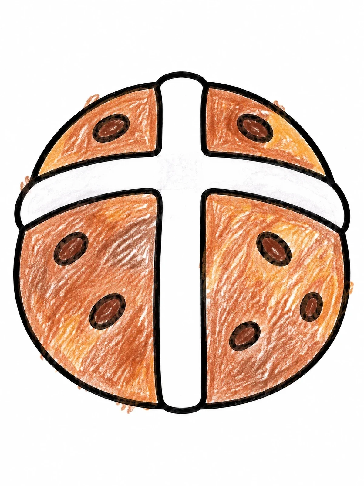 Colored example of the Simple Easter Hot Cross Bun coloring page