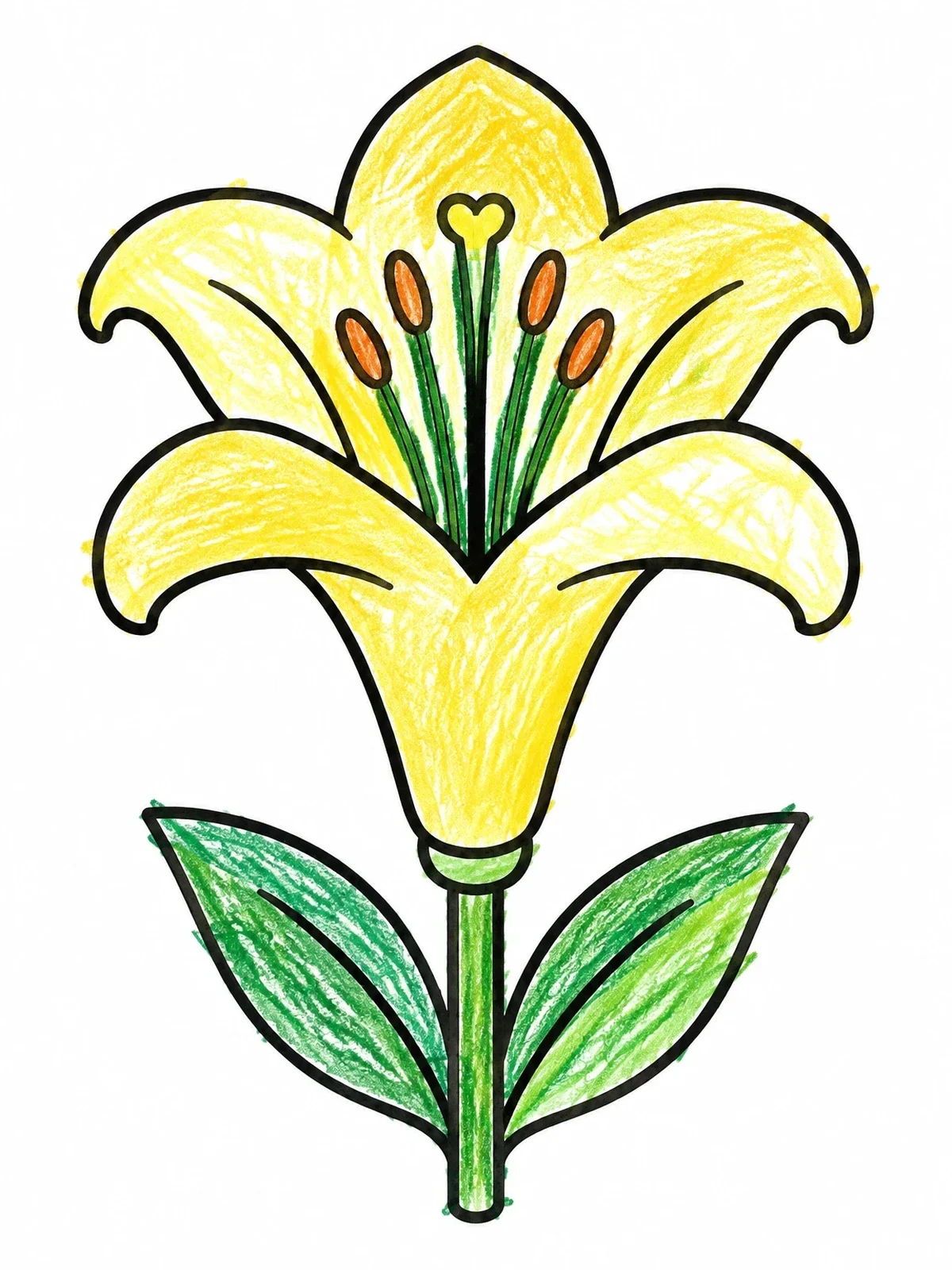 Colored example of the Simple Easter Lily Flower coloring page