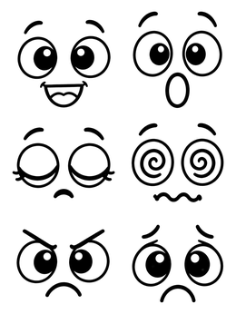 Free printable Cartoon Facial Expressions And Eyes Set coloring page