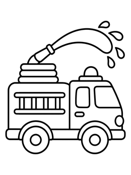Free printable Cartoon Fire Truck Spraying Water coloring page