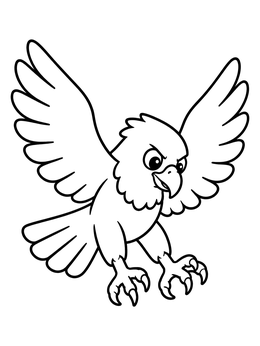 Free printable Cartoon Hawk Soaring With Open Wings coloring page