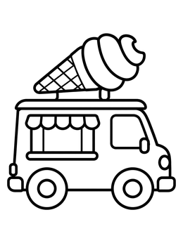 Free printable Cartoon Ice Cream Truck With Giant Cone coloring page