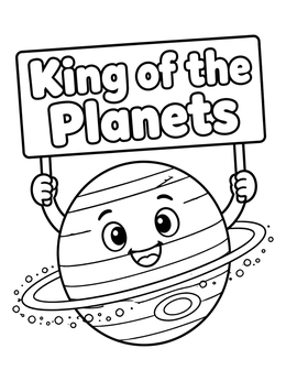 Free printable Cartoon Jupiter Holding King Of The Planets Sign coloring page