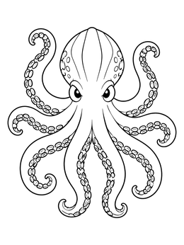 Free printable Cartoon Kraken Sea Monster coloring page