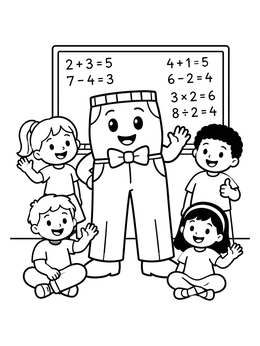 Free printable Cartoon Pants Teacher In Classroom coloring page
