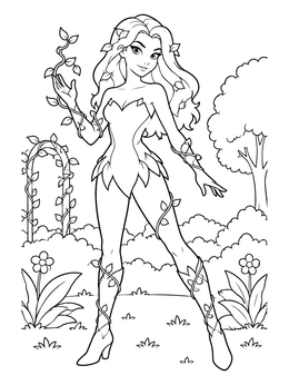 Free printable Cartoon Poison Ivy In Nature coloring page