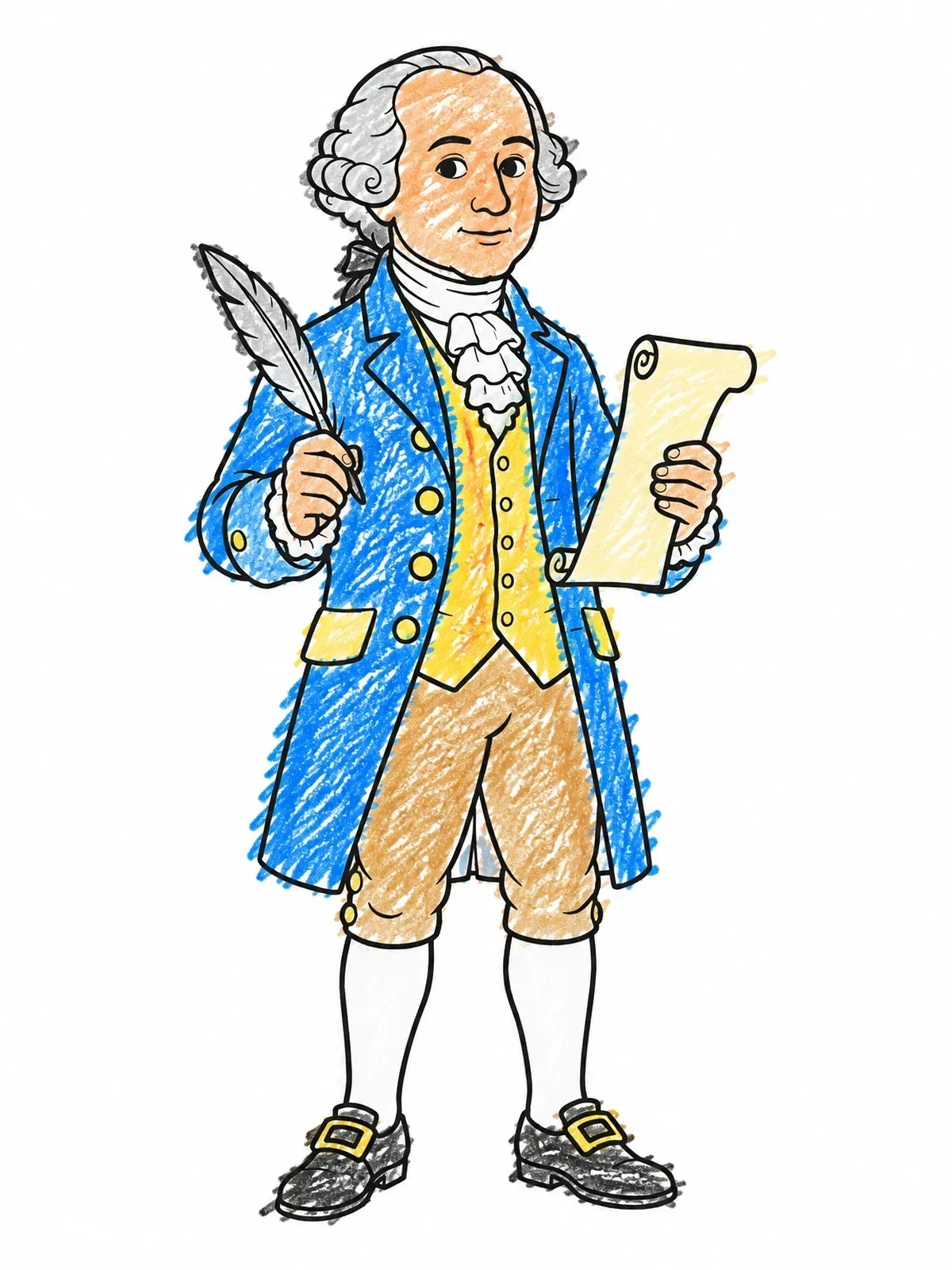 Colored example of the Cartoon President John Adams coloring page