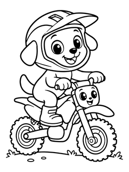 Free printable Cartoon Puppy On A Dirt Bike coloring page