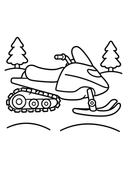 Free printable Cartoon Snowmobile In The Snow coloring page