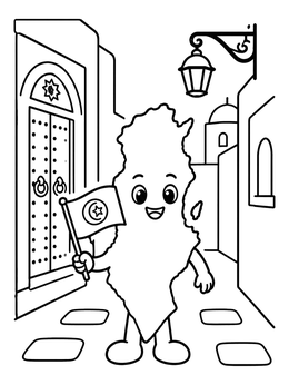 Free printable Cartoon Tunisia Map In Medina Alley coloring page