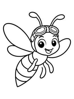 Free printable Cheerful Cartoon Wasp With Aviator Goggles coloring page