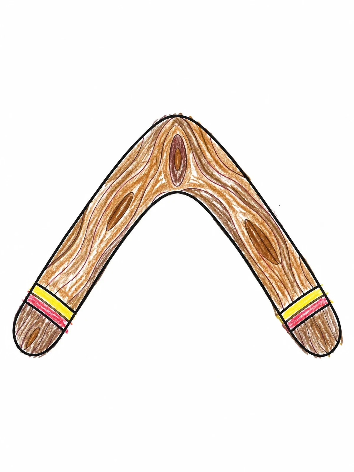 Colored example of the Carved Wooden Boomerang With Grain coloring page