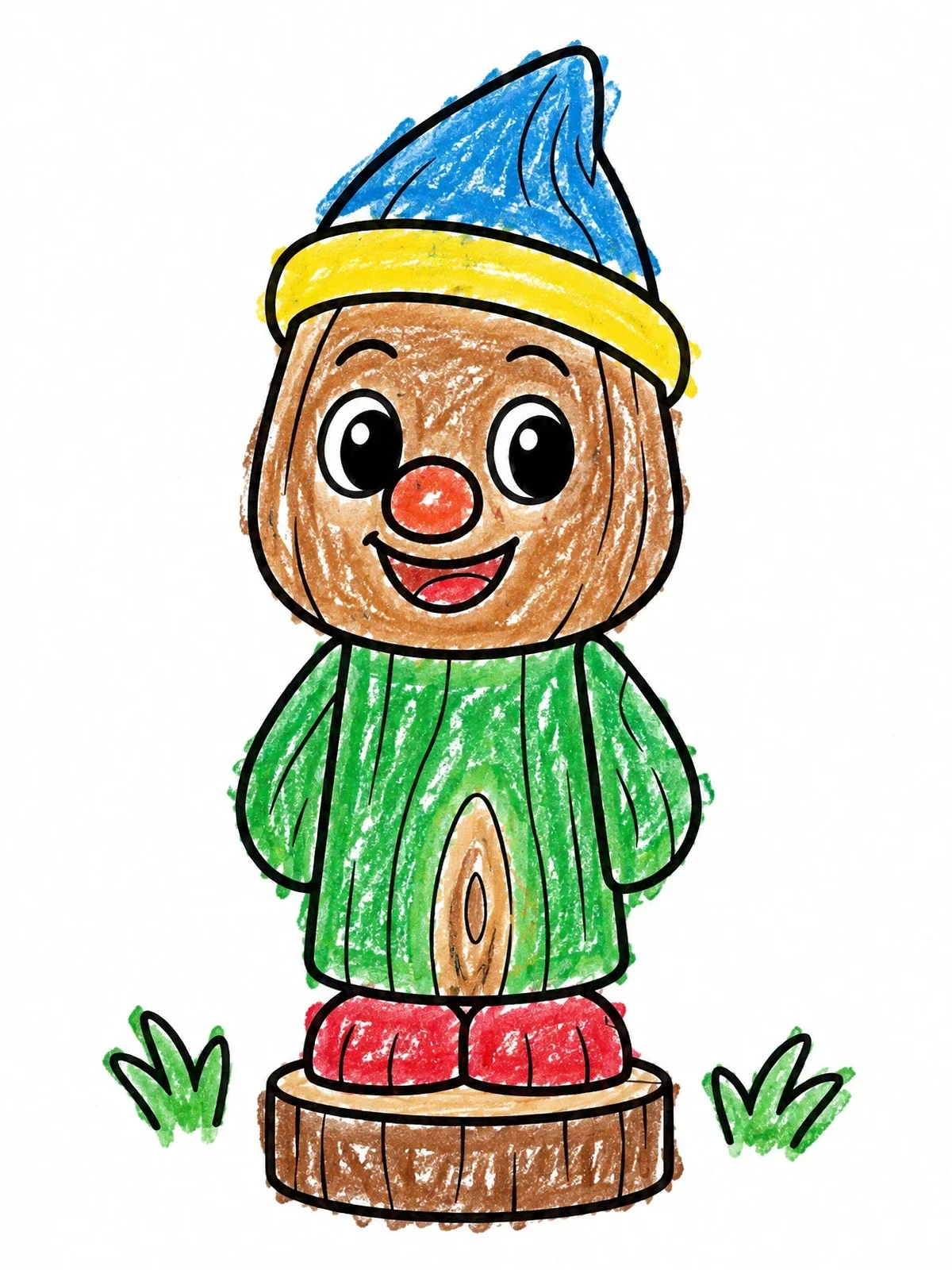 Colored example of the Carved Wooden Figurine On Stump coloring page