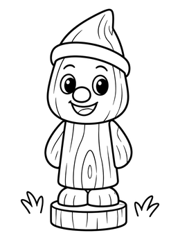 Free printable Carved Wooden Figurine On Stump coloring page