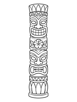Free printable Carved Wooden Tiki Totem Pole coloring page