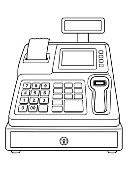 Free printable Electronic Cash Register Machine coloring page
