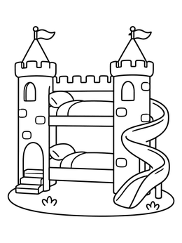 Free printable Castle Bunk Bed With Slide coloring page