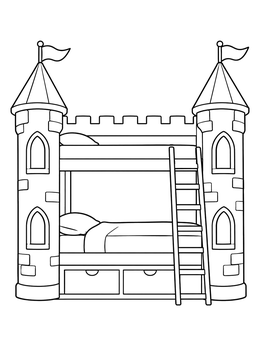 Free printable Castle Themed Bunk Bed coloring page