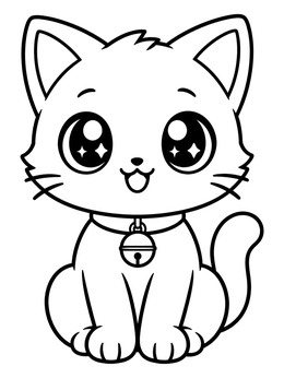 Free printable Cute Chibi Anime Kitten With Bell coloring page