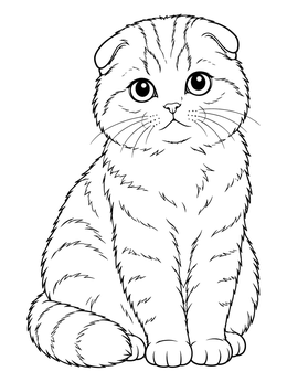 Free printable Cute Scottish Fold Kitten coloring page
