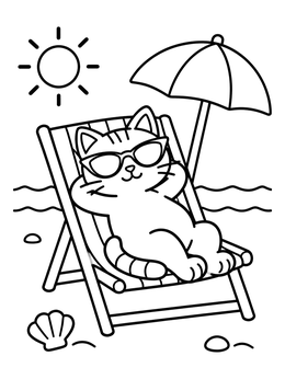 Free printable Cool Cat Relaxing In Sunglasses coloring page