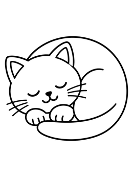 Free printable Curled Up Sleeping Kitten coloring page