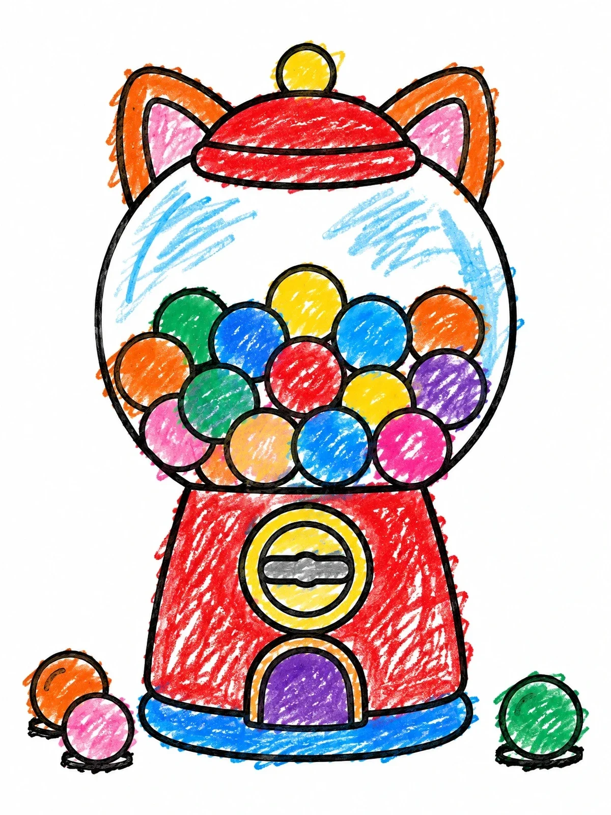 Colored example of the Cat Eared Gumball Machine coloring page