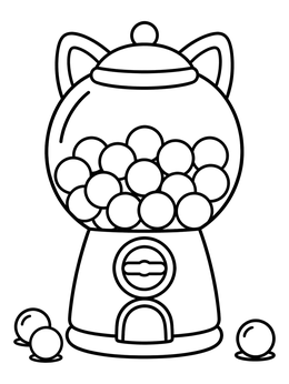 Free printable Cat Eared Gumball Machine coloring page