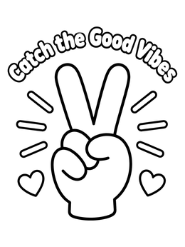 Free printable Catch The Good Vibes Peace Sign coloring page