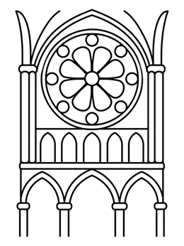 Free printable Cathedral Wall With Rose Window coloring page