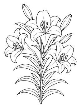 Free printable Blooming Easter Lily Plant coloring page