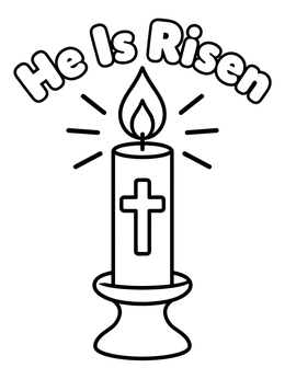 Free printable Easter Candle He Is Risen coloring page