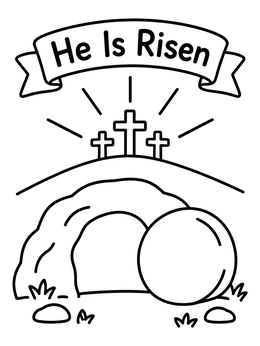 Free printable Empty Tomb And He Is Risen Banner coloring page
