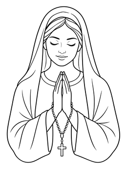 Free printable Praying Woman With Rosary coloring page