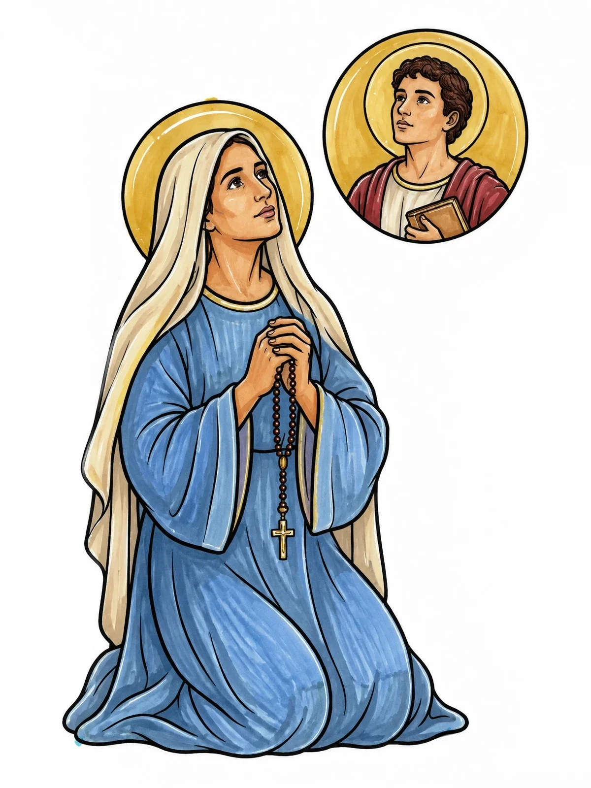 Colored example of the Saint Monica Praying For Saint Augustine coloring page