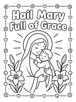 Free printable Virgin Mary Holding Infant Jesus coloring page