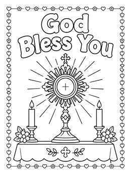 Free printable Monstrance On Altar With Blessing coloring page