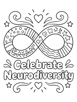 Free printable Celebrate Neurodiversity Infinity Symbol coloring page