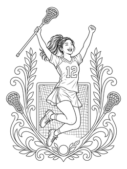 Free printable Celebrating Lacrosse Player Victory coloring page