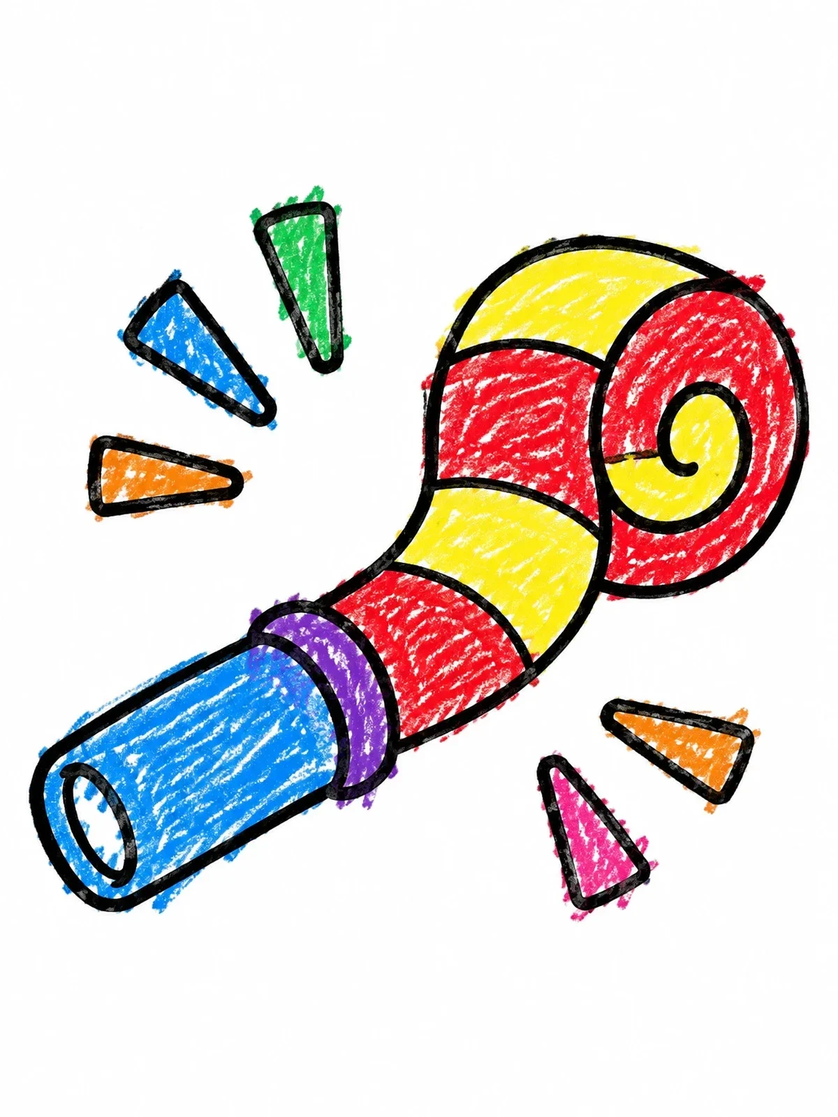 Colored example of the Party Horn Noisemaker coloring page