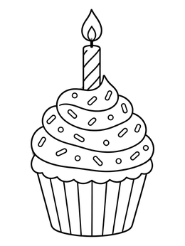 Free printable Sweet Birthday Cupcake With Candle coloring page
