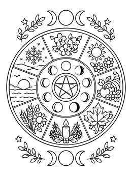 Free printable Wheel Of The Year Mandala coloring page
