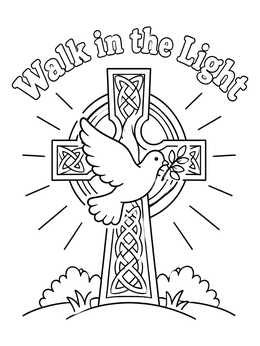 Free printable Celtic Cross With Peace Dove coloring page