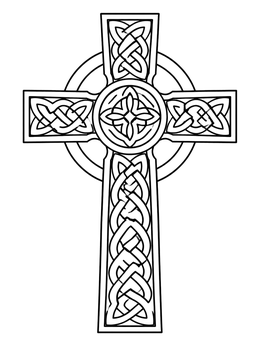Free printable Celtic Cross With Knotwork Patterns coloring page